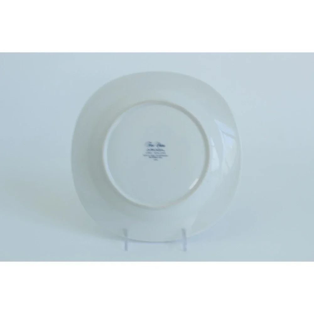 Mikasa Scallops Attack Team Cat Dog Fine China Plate White Blue 7.5 Inch Vintage